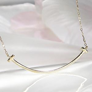 あすつく K18 WG YG PG ゴールド ダイヤモンド ダイヤ ネックレス ペンダント ライン リバーシブル 0.15ct T スマイル 2WAY 18k 18金 BRP-0029の画像