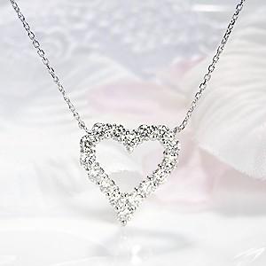 pt900 プラチナ ダイヤモンド ダイヤ ネックレス ペンダント ハート オープンハート 1.12ct 人気 BRP-0035Ptの画像