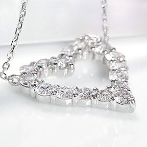 pt900 プラチナ ダイヤモンド ダイヤ ネックレス ペンダント ハート オープンハート 1.12ct 人気 BRP-0035Ptの画像