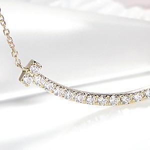K18 WG YG ゴールド ダイヤモンド ダイヤ ネックレス ペンダント リバーシブル 0.3ct スマイル 18k 18金 ライン 人気 2WAY 上品 BRP-0042の画像