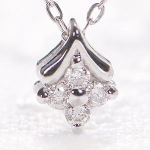 K18 WG ゴールド ネックレス ペンダント ダイヤモンド ダイヤ プチ フラワー 花 4石 BRP-0053