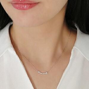 あすつく ダイヤモンド ネックレス ペンダント ダイヤ T k18 18金 WG YG PG Tモチーフ スマイル ライン 2way 上品  ミニ ゴールド BRP-0060の画像