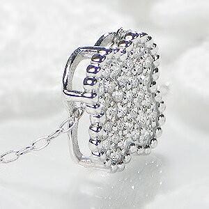 ダイヤモンド ネックレス クローバー パヴェ フラワー 花 ペンダント  