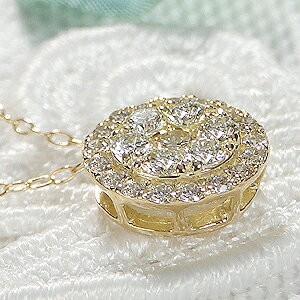 ダイヤモンド ネックレス ペンダント 18k 18金 YG ゴールド パヴェ 0.4