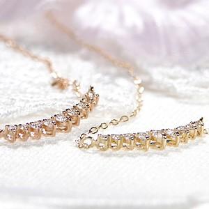 K18YG/WG/PG ダイヤモンド ラインネックレス ジュエリー アクセサリー