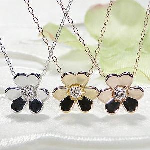 K18 WG YG PG ダイヤモンド フラワー ネックレス 送料無料 ジュエリー