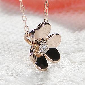 K18PGダイヤ☆フラワーネックレス