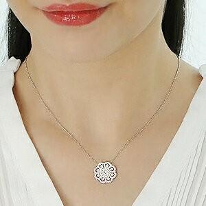 Pt900 1.0ct フラワー ダイヤモンド ペンダント ネックレス ダイヤ プラチナ フラワーネックレス 花 プラチナ900 ダイヤモンドネックレス BRP-0074-Ptの画像