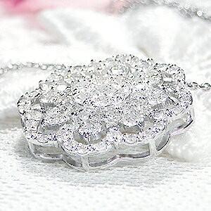 Pt900 1.0ct フラワー ダイヤモンド ペンダント ネックレス ダイヤ プラチナ フラワーネックレス 花 プラチナ900 ダイヤモンドネックレス BRP-0074-Ptの画像