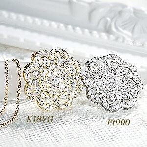 Pt900 1.0ct フラワー ダイヤモンド ペンダント ネックレス ダイヤ プラチナ フラワーネックレス 花 プラチナ900 ダイヤモンドネックレス BRP-0074-Ptの画像