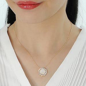 K18 WG YG PG 1.0ct フラワー ダイヤモンド ペンダント ネックレス 
