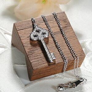 K18WG/YG/PG 0.12ct キーモチーフ ダイヤモンド ネックレス k18 18金