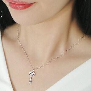 K18WG/YG/PG 0.12ct キーモチーフ ダイヤモンド ネックレス k18 18金