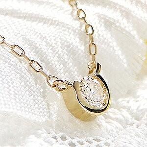 Pt950 K18YG ハートアンドキューピット 一粒 ダイヤモンド ネックレス