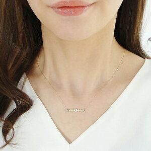 Pt900 K18YG PG ダイヤモンド ライン ネックレス 0.3ct ダイヤ 