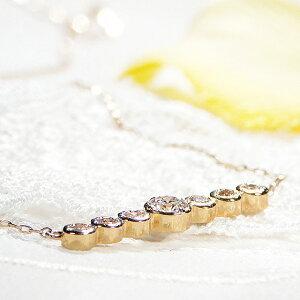 Pt900 K18YG PG ダイヤモンド ライン ネックレス 0.3ct ダイヤ 