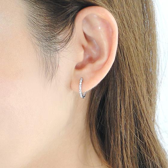 Pt950 K18YG ダイヤモンド フープ ピアス 0.4ct 送料無料 人気 