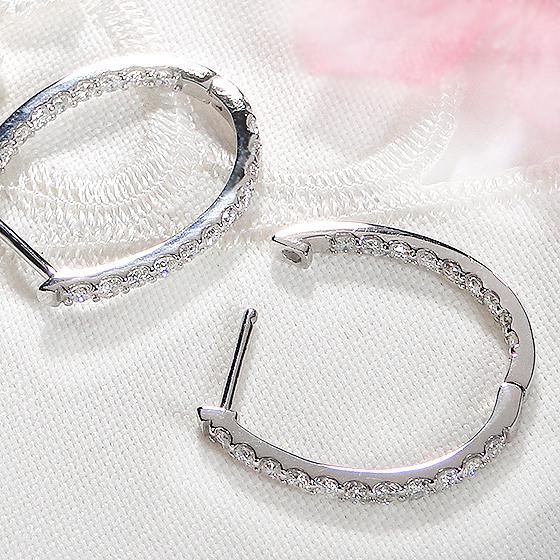 Pt950 K18YG ダイヤモンド フープ ピアス 0.64ct 送料無料 人気 ジュエリー ダイヤ ダイア 円 PT 清楚 かわいい プラチナ ゴールド 0.64カラット BRP-0101の画像