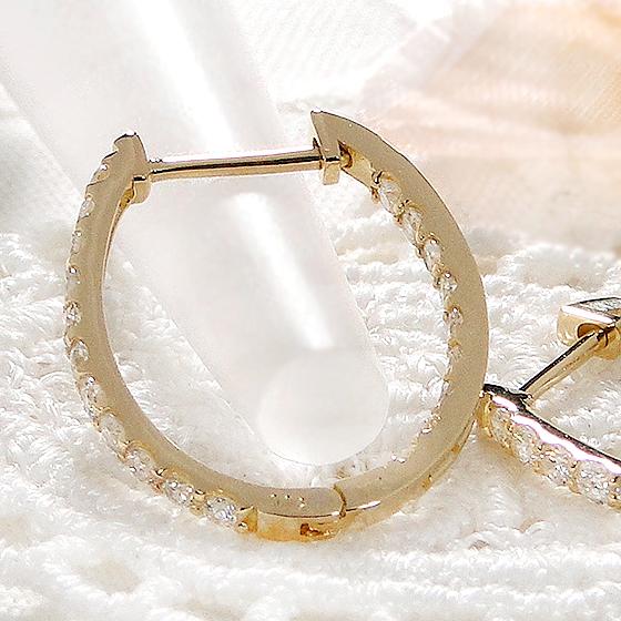 Pt950 K18YG ダイヤモンド フープ ピアス 0.64ct 送料無料 人気  