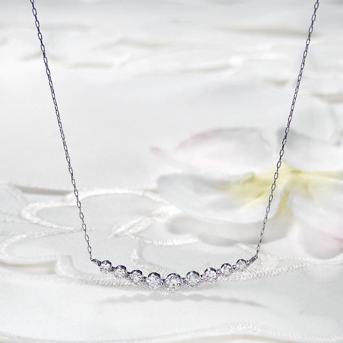 Pt950 0.5ct ダイヤモンド ライン ネックレス 送料無料 ダイヤ ダイア ペンダント ジュエリー レディース プラチナ 0.5カラット プラチナ シンプル BRP-0102Ptの画像