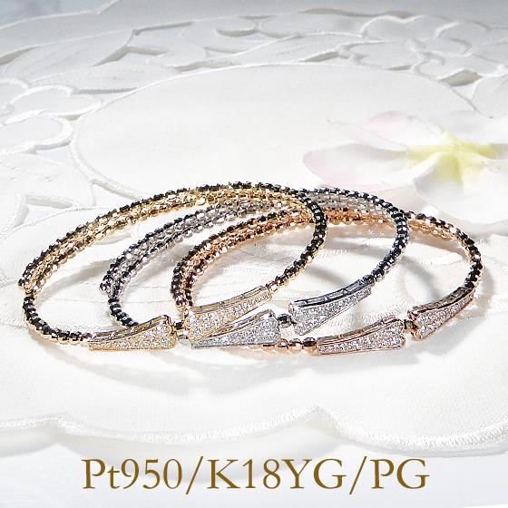 Pt950 K18 YG PG 0.31ct ダイヤモンド ブレスレット ダイヤ 送料無料  