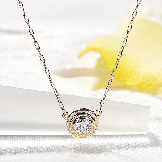 Pt950 K18YG 0.1ct 一粒 ダイヤモンド ネックレス 送料無料 18金 ゴールド プラチナ フクリン ダイヤ ペンダント ジュエリー 1粒 ダイヤ 入学祝い BRP-0112の画像