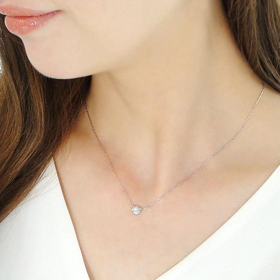 Pt950 K18YG 0.1ct 一粒 ダイヤモンド ネックレス 送料無料 18金 ゴールド プラチナ フクリン ダイヤ ペンダント ジュエリー 1粒 ダイヤ 入学祝い BRP-0112の画像