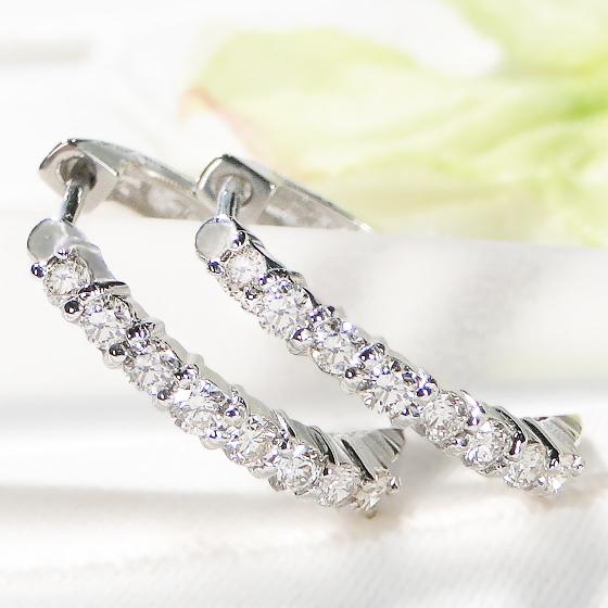Pt950 ダイヤモンド フープピアス 0.50ct 送料無料 人気 ジュエリー 