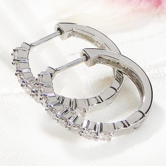 Pt950 ダイヤモンド フープピアス 0.50ct 送料無料 人気 ジュエリー ダイヤ ダイア 円 PT 清楚 かわいい プレゼント エタニティ フープ プラチナ 上品 BRP-0113の画像