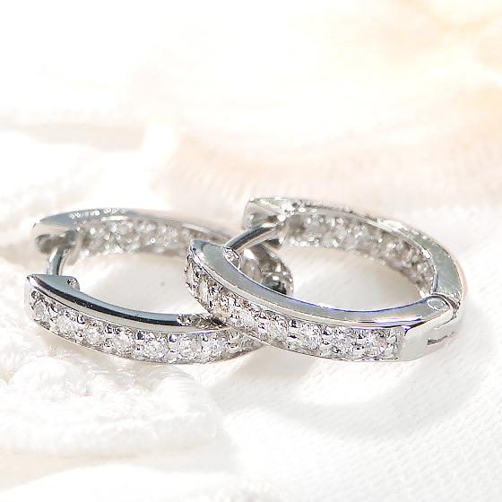 Pt950 ダイヤモンド フープ ピアス 0.18ct 送料無料 人気 ジュエリー ダイヤ ダイア 円 PT 清楚 かわいい ダイヤモンドピアス プラチナ エタニティ BRP-0116の画像