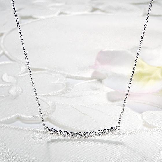 Pt950 0.14ct ダイヤモンド ライン ネックレス 送料無料 ダイヤ ダイア 