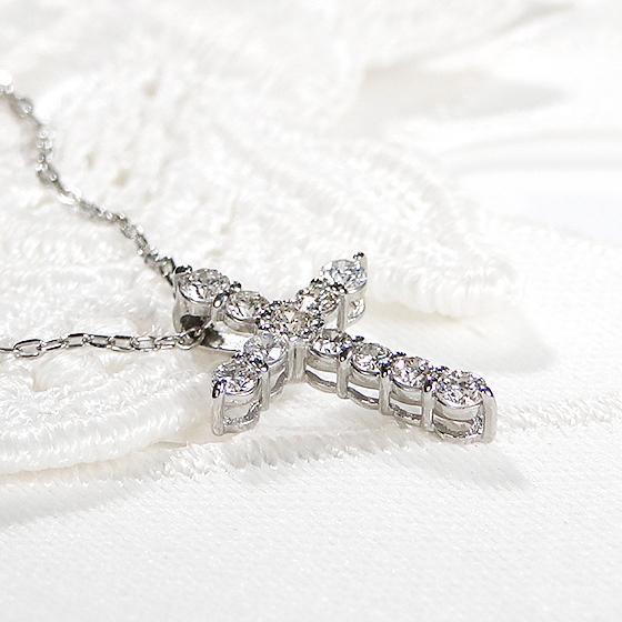 Pt950 0.26ct クロス ダイヤモンド ペンダント 送料無料 プラチナ
