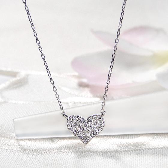 Pt950 0.20ct ダイヤモンド ハート カーブ ネックレス 送料無料 