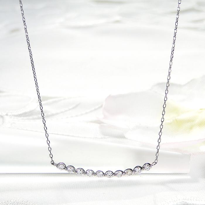 Pt950 0.20ct ダイヤモンド ライン ネックレス 送料無料 ダイヤ ダイア 