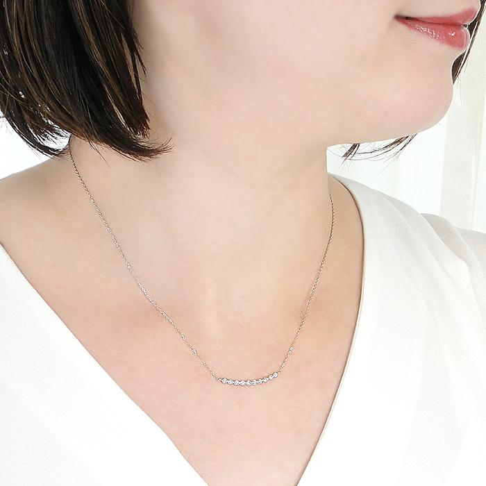 Pt950 0.20ct ダイヤモンド ライン ネックレス 送料無料 ダイヤ ダイア 