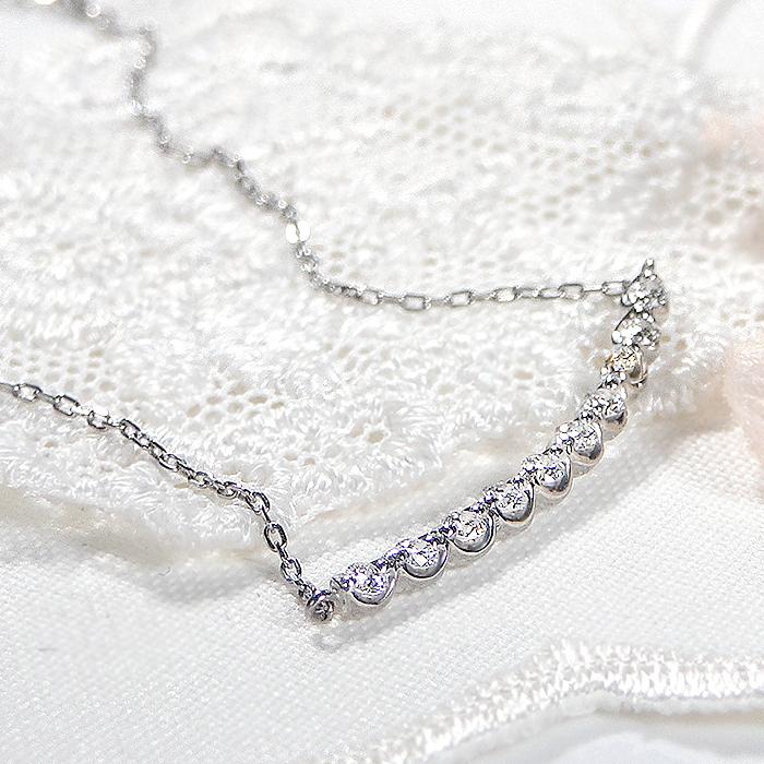 Pt950 0.20ct ダイヤモンド ライン ネックレス 送料無料 ダイヤ ダイア 