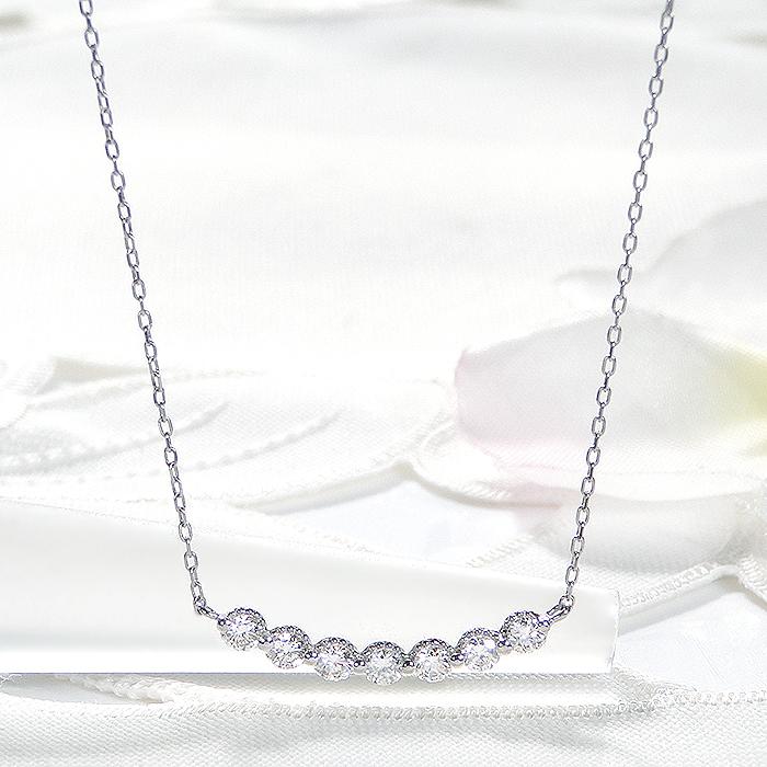 Pt950 0.30ct ダイヤモンド ライン ネックレス 送料無料 ダイヤ ダイア 