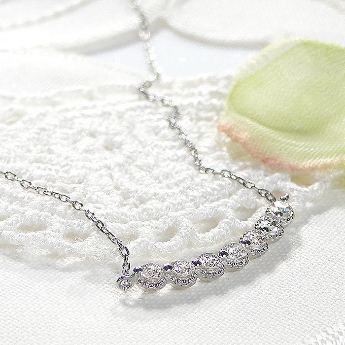 Pt950 0.30ct ダイヤモンド ライン ネックレス 送料無料 ダイヤ ダイア 