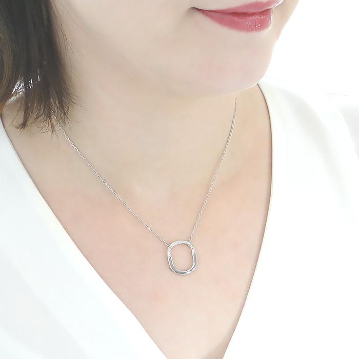 Pt950 K18 0.12ct ダイヤモンド ロック ネックレス 送料無料 ダイヤ ダイア ペンダント ジュエリー レディース プラチナ 18金 人気 ギフト オーバル型 BRP-0139の画像
