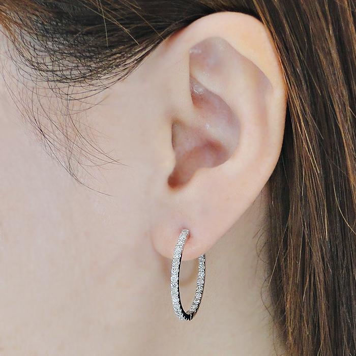 Pt950 K18YG ダイヤモンド フープ ピアス 1.06ct 送料無料 人気