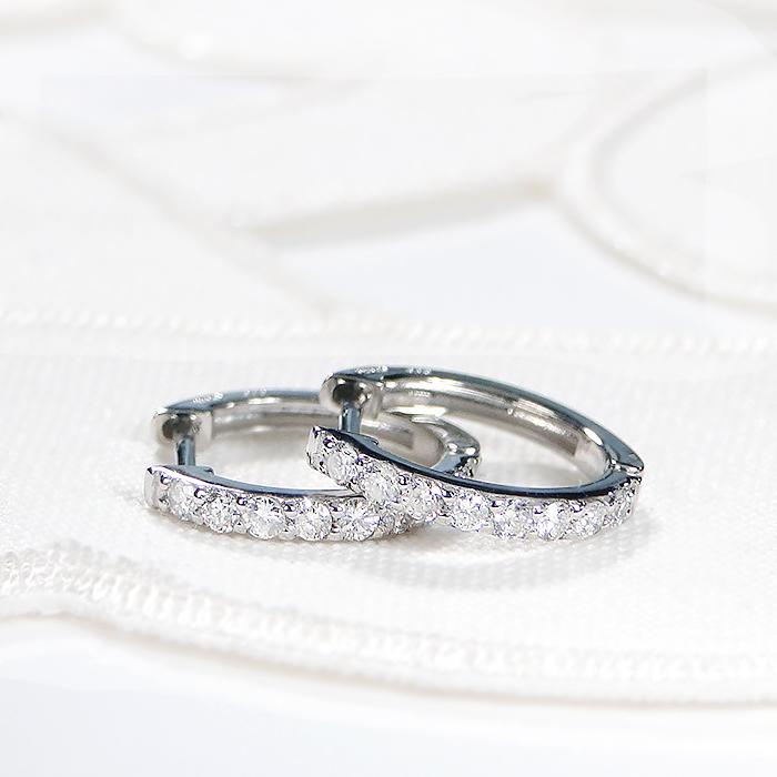 Pt950 ダイヤモンド フープ ピアス 0.20ct 送料無料 人気 ジュエリー ダイヤ ダイア PT 清楚 定番 かわいい  プラチナ小さめ 小ぶり 小さい 華奢 BRP-0155の画像