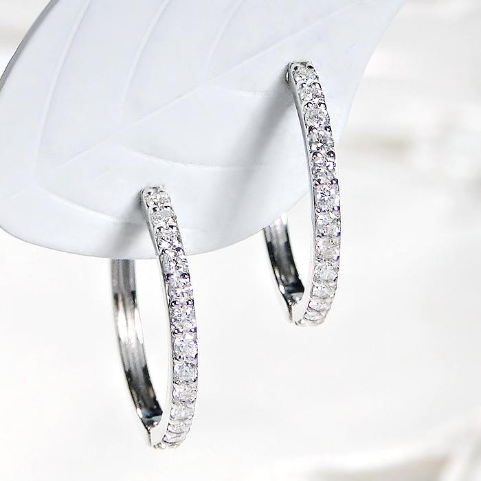 Pt950 ダイヤモンド フープ ピアス 0.30ct 送料無料 人気 ジュエリー ダイヤ ダイア PT 清楚 定番 かわいい  プラチナ小さめ 小ぶり 小さい 華奢 0.3ct BRP-0156の画像