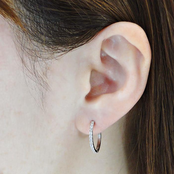 Pt950 ダイヤモンド フープ ピアス 0.30ct 送料無料 人気 ジュエリー ダイヤ ダイア PT 清楚 定番 かわいい  プラチナ小さめ 小ぶり 小さい 華奢 0.3ct BRP-0156の画像