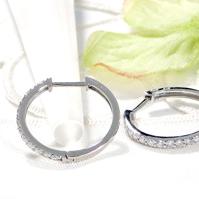 Pt950 ダイヤモンド フープ ピアス 0.30ct 送料無料 人気 ジュエリー ダイヤ ダイア PT 清楚 定番 かわいい  プラチナ小さめ 小ぶり 小さい 華奢 0.3ct BRP-0156の画像