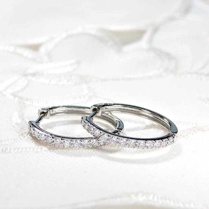 Pt950 ダイヤモンド フープ ピアス 0.30ct 送料無料 人気 ジュエリー ダイヤ ダイア PT 清楚 定番 かわいい  プラチナ小さめ 小ぶり 小さい 華奢 0.3ct BRP-0156の画像