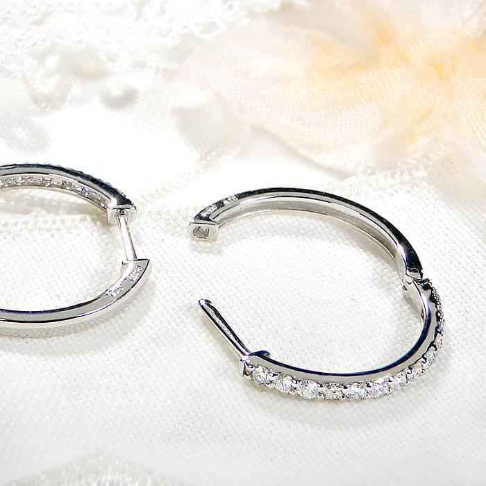 Pt950 ダイヤモンド フープ ピアス 0.30ct 送料無料 人気 ジュエリー ダイヤ ダイア PT 清楚 定番 かわいい  プラチナ小さめ 小ぶり 小さい 華奢 0.3ct BRP-0156の画像