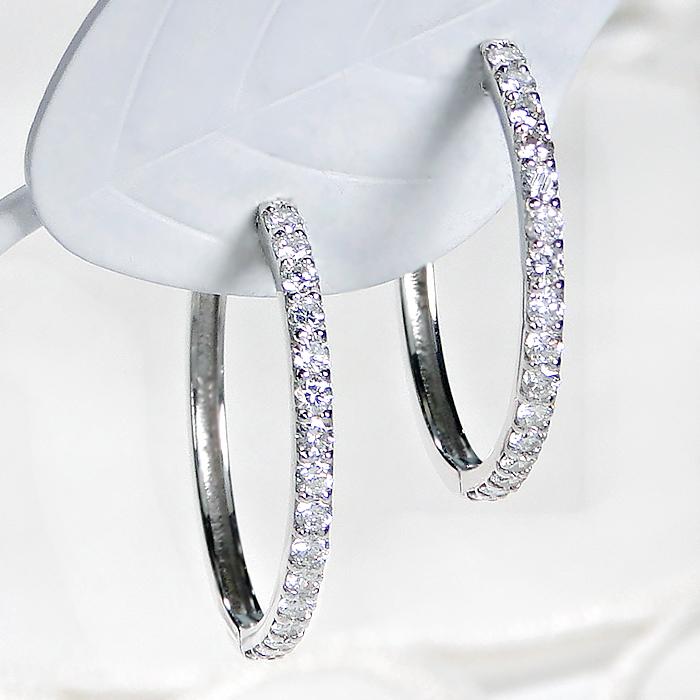 Pt950 ダイヤモンド フープ ピアス 0.50ct 送料無料 人気 ジュエリー 