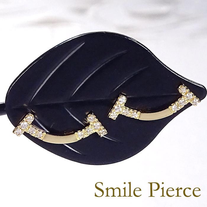 Pt900 K18 YG PG 0.08ct ダイヤモンド スマイル ピアス 送料無料 PT