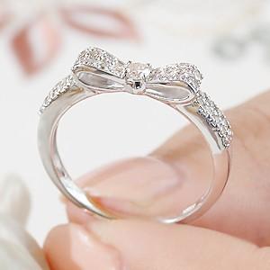 パール 真珠 K18 ダイヤモンド ダイヤ リボン りぼん リング 指輪 18金