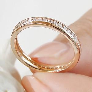 K18 PG ゴールド 指輪 リング ダイヤモンド ダイヤ フルエタニティ フルエタ 0.5ct 人気 フチあり BRR-0009の画像